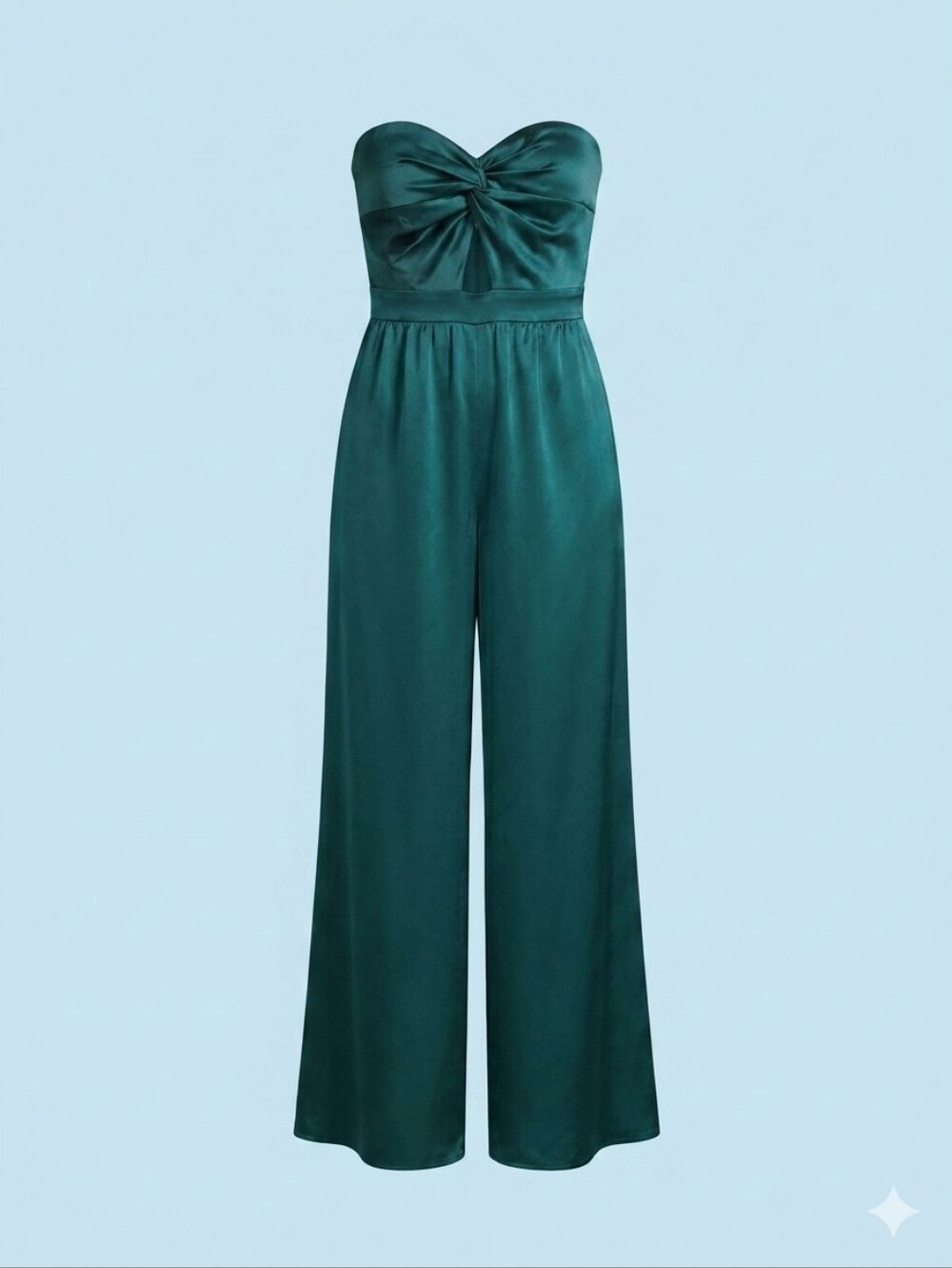 Fashion Nova Satin Strapless Cutout Jumpsuit Emerald Green Small NWT